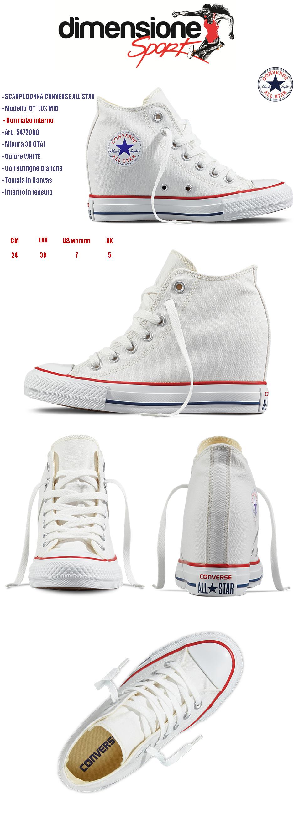 converse bianche basse 38